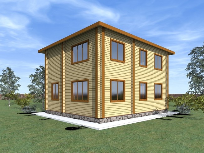 Проект двухэтажного деревянного дома КБ131. Фасад 1